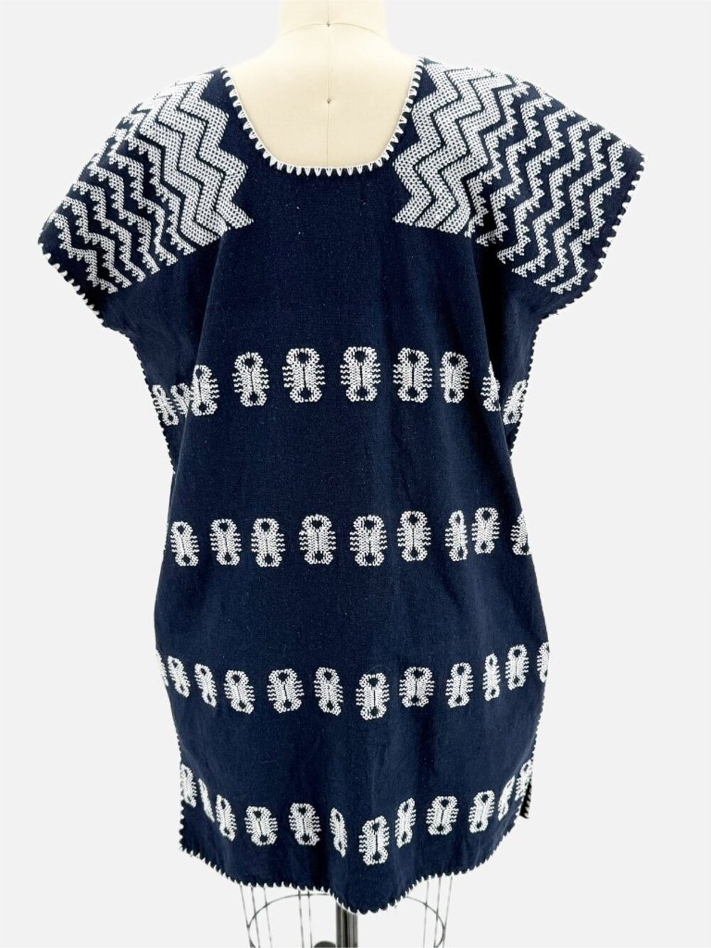 Pippa Holt Kaftan No.120 Single panel mini kaftan navy white vaca breathable O/S - Picture 5 of 10
